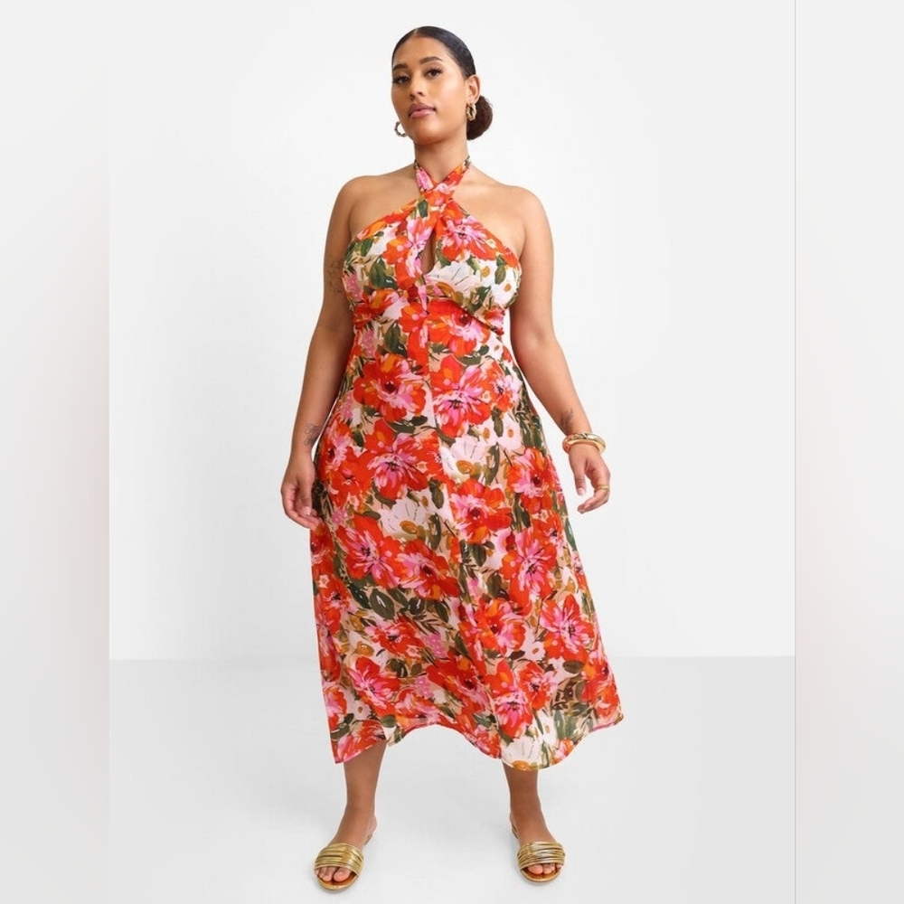 Rebdolls Vibrant Floral Midi Dress